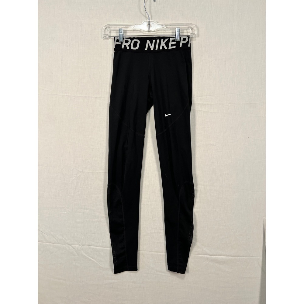Nike Pro Dri-FIT Women Black Athletic Training Leggings Tights Size S 3537